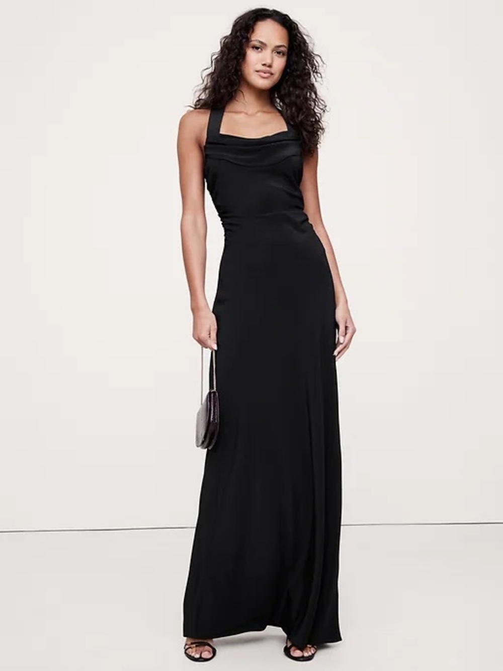 Banana Republic Black Silk Cowl Neck Dress 4